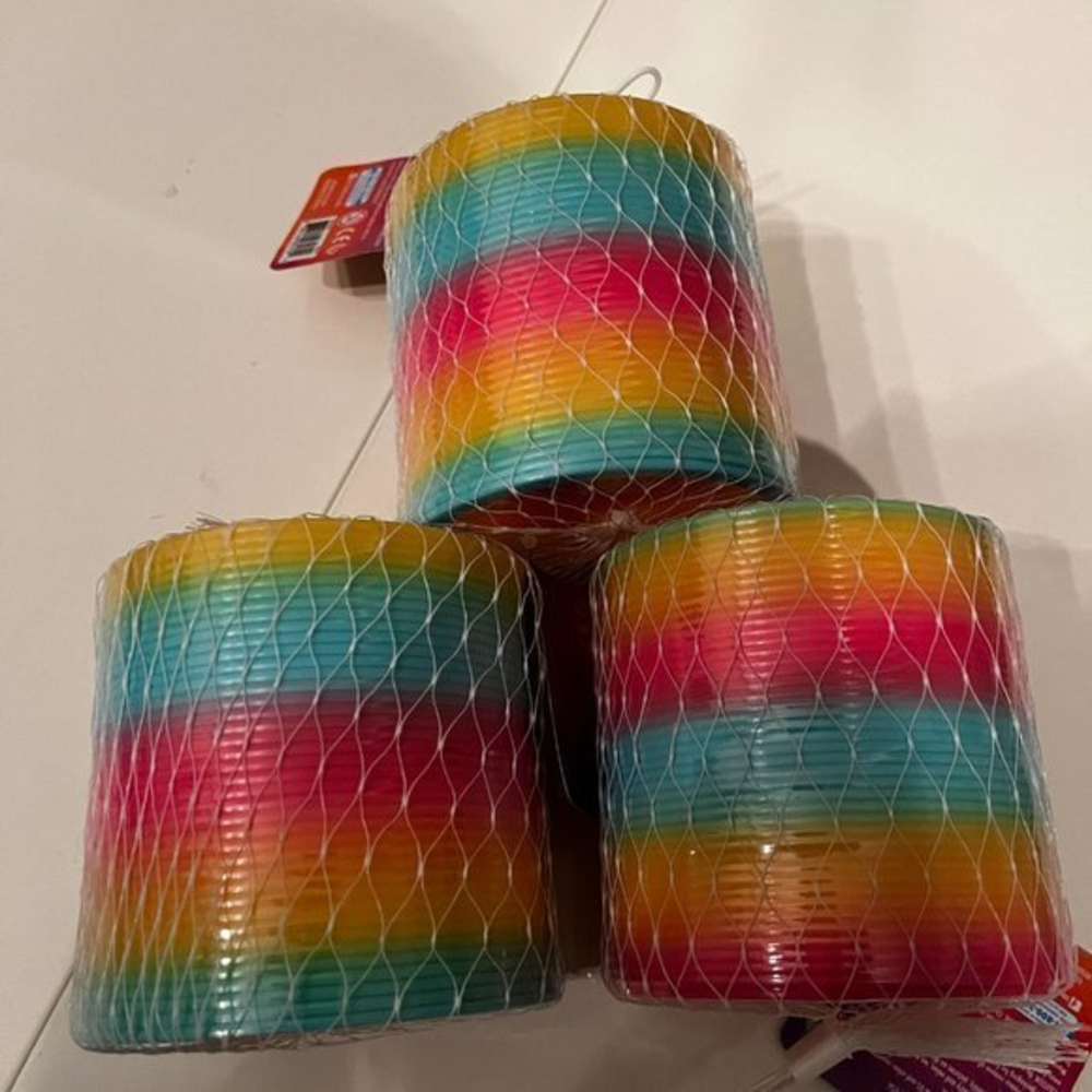 Rainbow Slinky! Set of Three Giant Rainbow‎ Slinkies! (new) (h/x)